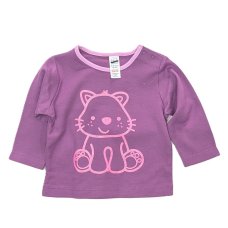 TXS232: Baby Girls Cat Print Top (0-12 Months)